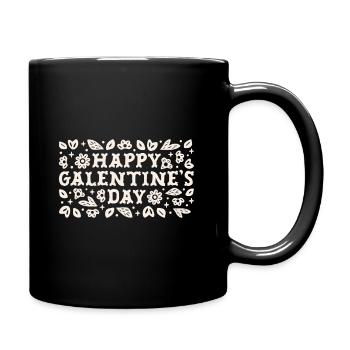 Happy Galentine’s Day friends Valentine greetings - Full Colour Mug - black - Right