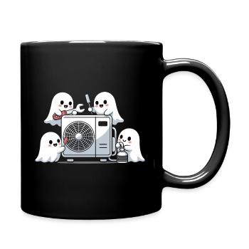 Halloween HVAC Geist Lustiges Klima Technik Motiv - Tasse einfarbig - Schwarz - Rechts