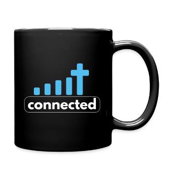 Connected - Cross - Connection to God - Christian - Full Colour Mug - black - Right