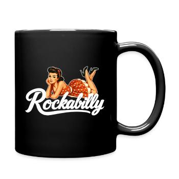 Rockabilly Vintage Car Pin Up Girl Gift - Full Colour Mug - black - Right