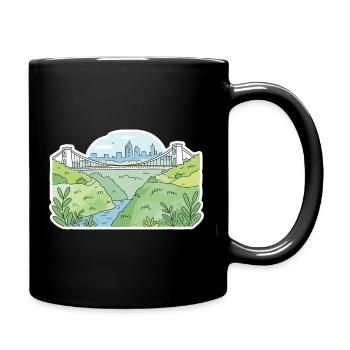 Bristol Clifton Suspension Bridge Skyline Art - Full Colour Mug - black - Right