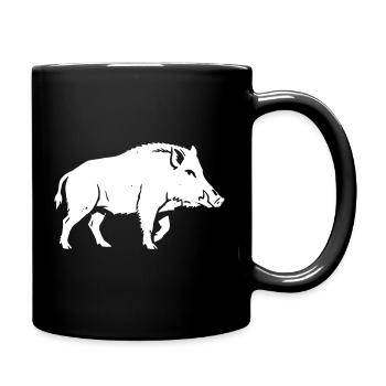 Wild Boar Silhouette Hunter Forest Vector - Full Colour Mug - black - Right