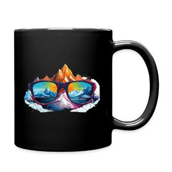 Bergpanorama in Sonnenbrille - Tasse einfarbig - Schwarz - Rechts