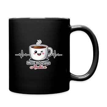 Meine Blutgruppe Arabica-Kaffeetrinker Spruch - Tasse einfarbig - Schwarz - Rechts