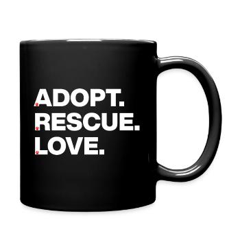 PFOTEN LIEBE, ADOPT RESCUE LOVE! 🐾 TIERADOPTION - Tasse einfarbig - Schwarz - Rechts