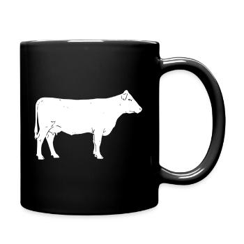 Kuh Rind Bauernhof Landwirt Vektor - Tasse einfarbig - Schwarz - Rechts