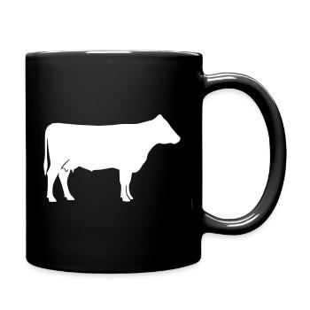 Cow Silhouette Farm Clean Vector - Full Colour Mug - black - Right
