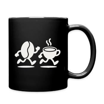 Koffein-Sprint: Bean & Cup Run - Tasse einfarbig - Schwarz - Rechts