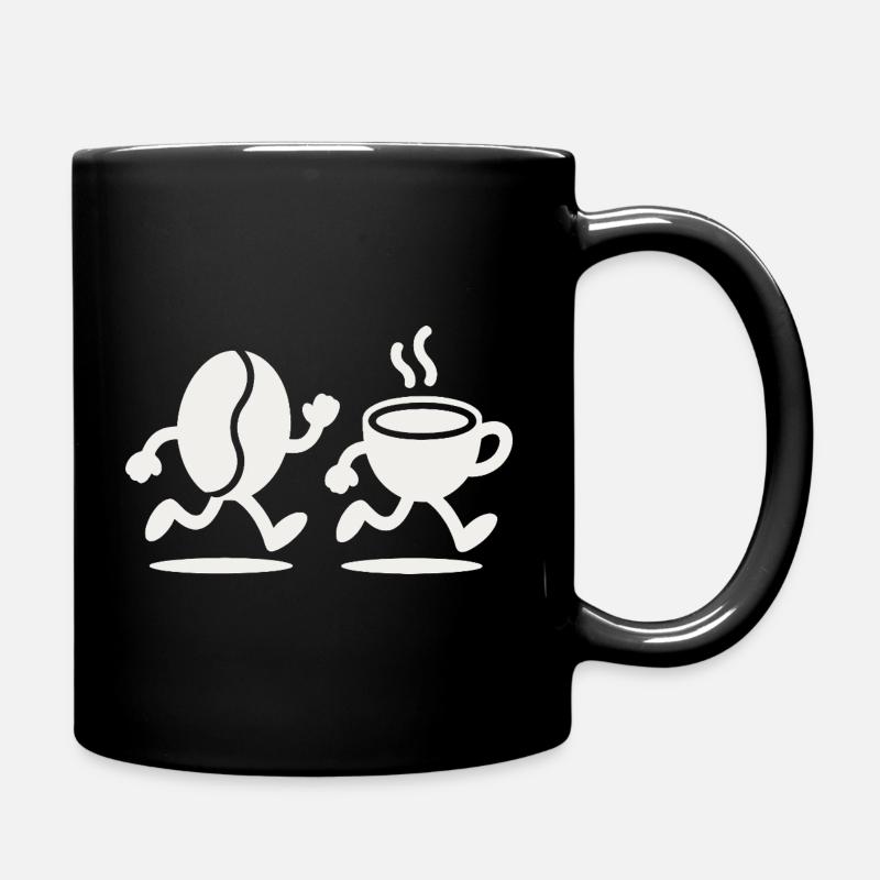 Koffein-Sprint: Bean & Cup Run - Tasse einfarbig - Schwarz