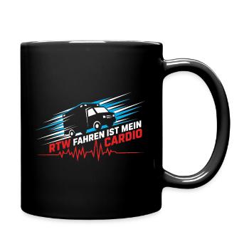 RTW Ambulanz Rettungswagen Rettungsdienst Sanität - Tasse einfarbig - Schwarz - Rechts