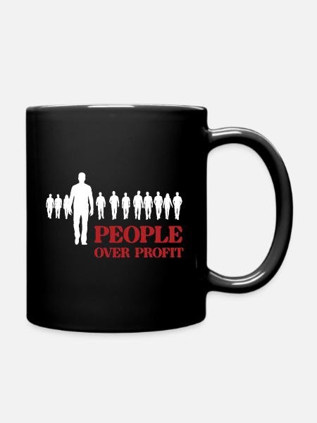 Menschen vor Profit - Tasse einfarbig - Schwarz