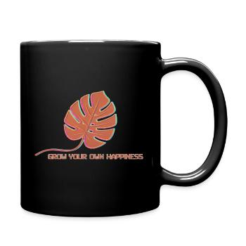 Monstera Glow Happiness Leaf - Full Colour Mug - black - Right