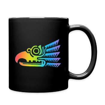 Mehrfarbiger Stammesvogelkopf - Tasse einfarbig - Schwarz - Rechts