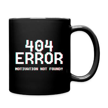 404 Fehler Motiv Glitch-Design - Tasse einfarbig - Schwarz - Rechts