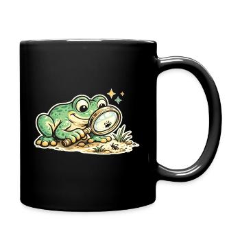 Frog detective in search of clues - Full Colour Mug - black - Right