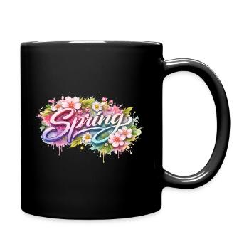 Spring lettering with flowers Description - Full Colour Mug - black - Right