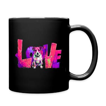 LOVE Gift for Jack Russell Owner Dog Fans - Full Colour Mug - black - Right