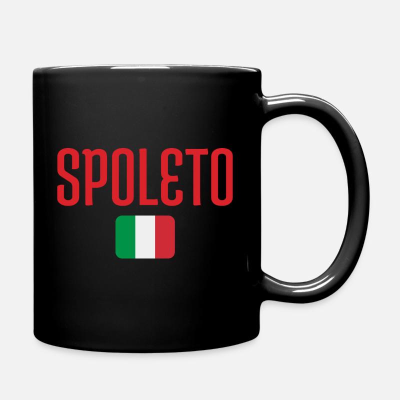 Police rouge Spoleto avec drapeau italien - Mug uni - noir