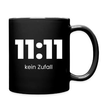 11:11 Kein Zufall – Minimal Statement Shirt - Tasse einfarbig - Schwarz - Rechts