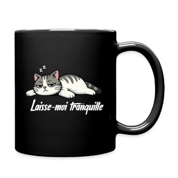 T-shirt Chat Laisse-moi tranquille drôle - Mug uni - noir - Droite