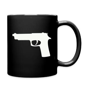 Silhouette du pistolet en contraste - Mug uni - noir - Droite