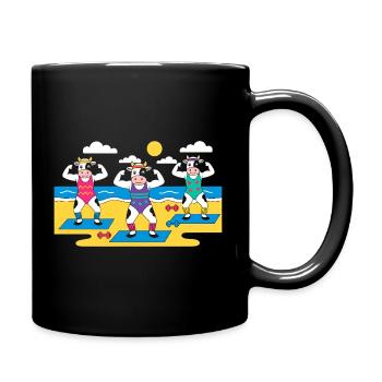 Kuh Yoga Strand - Tasse einfarbig - Schwarz - Rechts