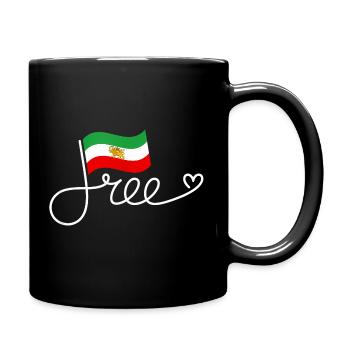 Free Iran Flaggen-Schriftzug - Tasse einfarbig - Schwarz - Rechts