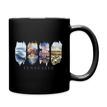 Tennessee Travel – Smoky Mountains & Music City - Full Colour Mug - black - Right