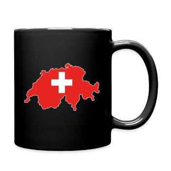 Schweiz Flagge Karte - Tasse einfarbig - Schwarz - Rechts