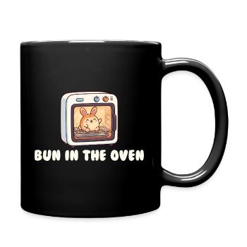 Pregnant woman in a bun in the oven – funny sw - Full Colour Mug - black - Right