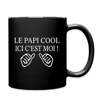 Papi Cool Cadeau Humour Personnalisé - Mug uni - noir - Droite