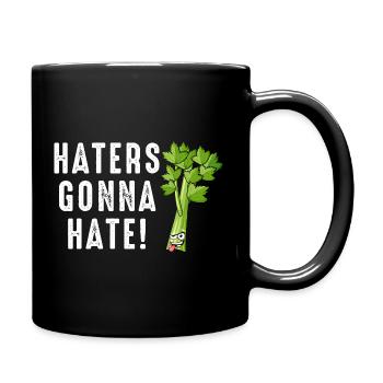 Haters Gonna Hate Celery Cartoon - Full Colour Mug - black - Right