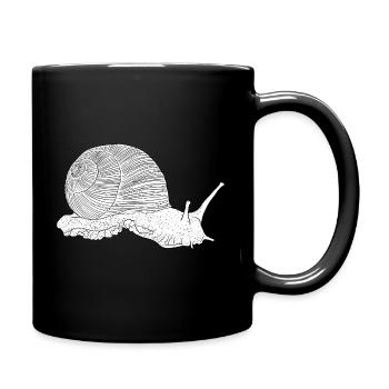Schnecke, Tiermotiv handgezeichnet - weißer HG - Tasse einfarbig - Schwarz - Rechts