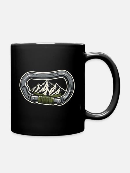 Karabinerhaken mit Bergen. - Tasse einfarbig - Schwarz