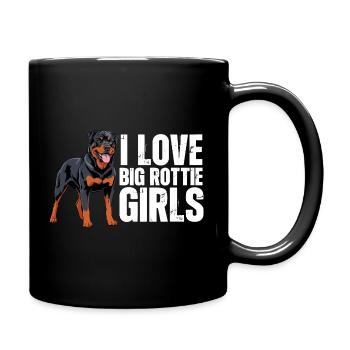 Ich liebe Big Rottie Girls Rottweiler Rottie - Tasse einfarbig - Schwarz - Rechts