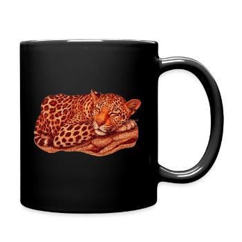 Leopard Motif Sleeping - Full Colour Mug - black - Right