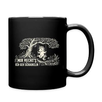 Mir reichts ich GEH schaukeln Lustiges Einhorn - Tasse einfarbig - Schwarz - Rechts