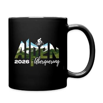 Alpen Überquerung 2026 - Fahrrad - Tasse einfarbig - Schwarz - Rechts