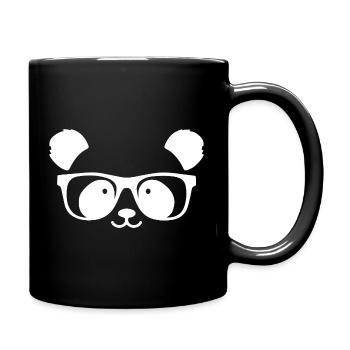 Cute panda with nerd glasses - Full Colour Mug - black - Right