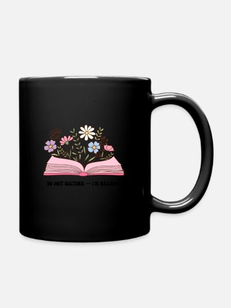 Blumen aus offenem Buch - Tasse einfarbig - Schwarz