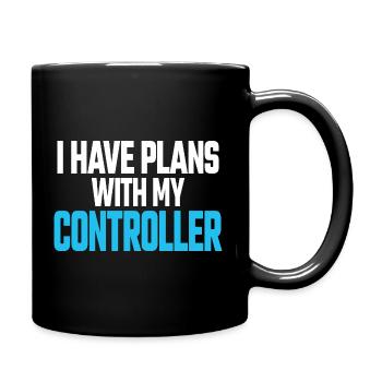 Ich habe Pläne mit meinem Controller Funny Gamer Gift - Tasse einfarbig - Schwarz - Rechts