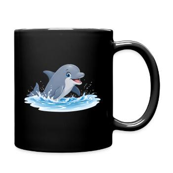 Delfinenspiel in Meereswellen - Tasse einfarbig - Schwarz - Rechts