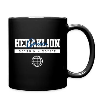 Iraklio Griechenland Koordinaten Reise Souvenir - Tasse einfarbig - Schwarz - Rechts