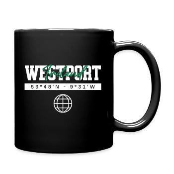 Westport Irland Koordinaten Reise Souvenir - Tasse einfarbig - Schwarz - Rechts
