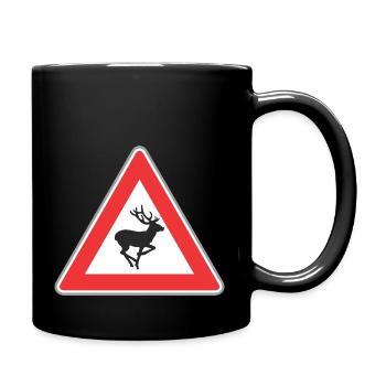 Signalisation routière cerfs - Mug uni - noir - Droite