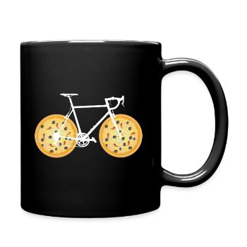 Pizza Fahrrad Pizzabike lustig - Tasse einfarbig - Schwarz - Rechts