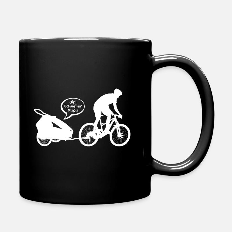VTT Papa avec remorque de vélo Fête des Pères - Mug uni - noir
