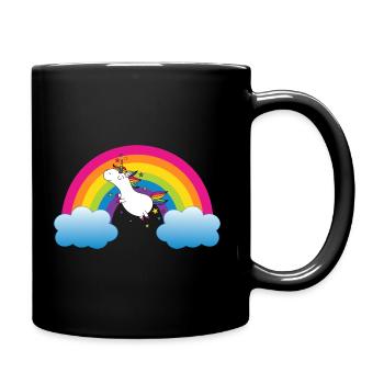 Rainbow with unicorn - Full Colour Mug - black - Right