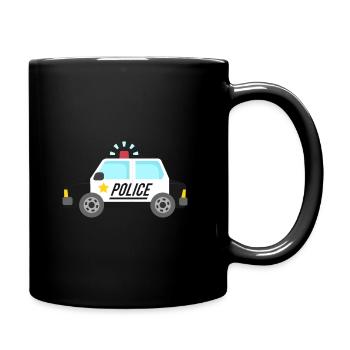 Voiture de police avec sirène - Mug uni - noir - Droite