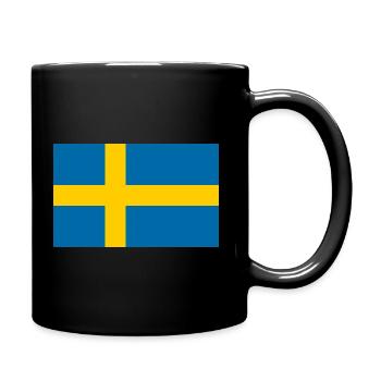 Schwedische Flagge - Tasse einfarbig - Schwarz - Rechts